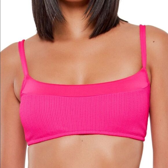 FLAWS Sanctuary Sandbar Solids Hibiscus Pink Seamed Bralette Bikini Top Large - Picture 1 of 5